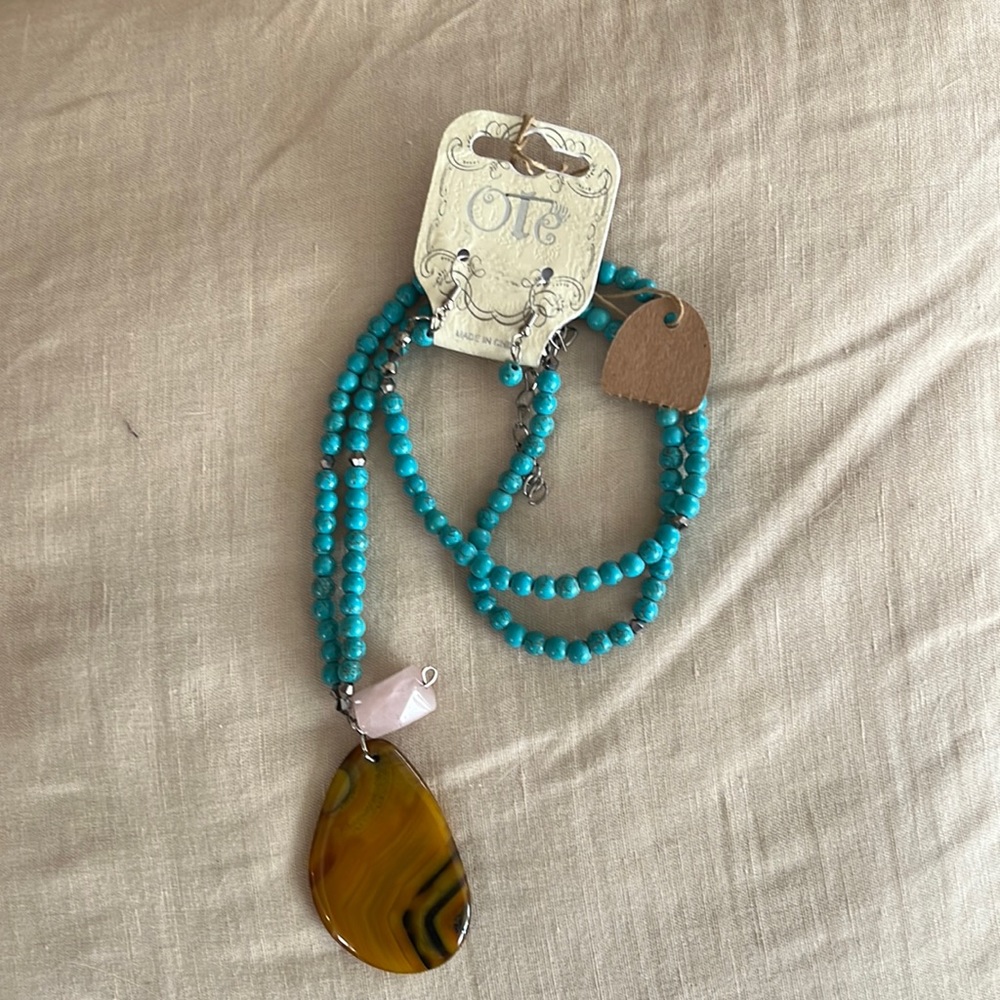 Turquoise necklace and earring set